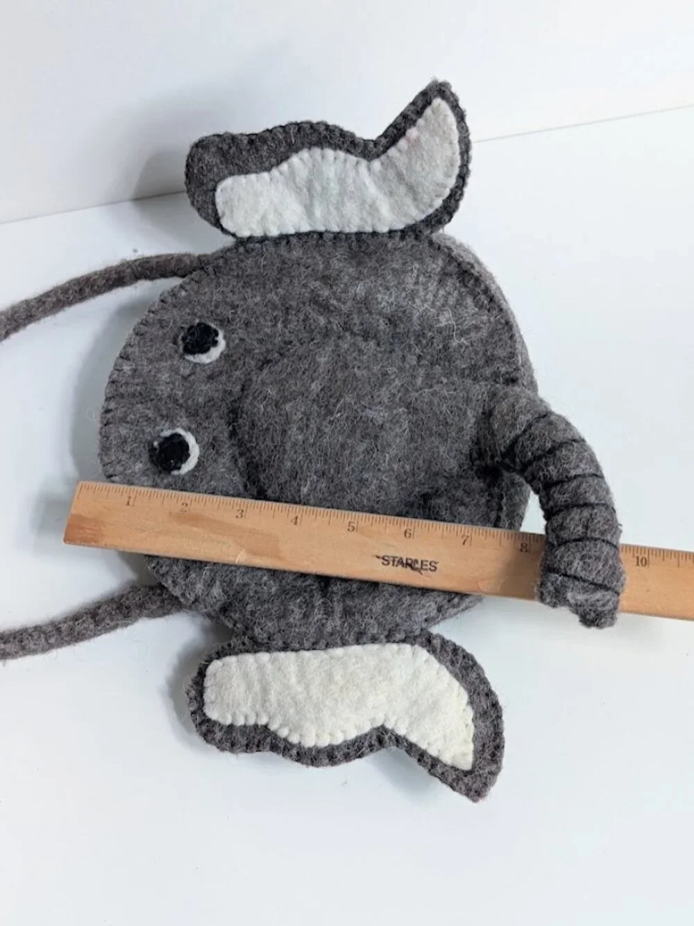 Handmade Brown Elephant Felt Crossbody Shoulder Bag Purse